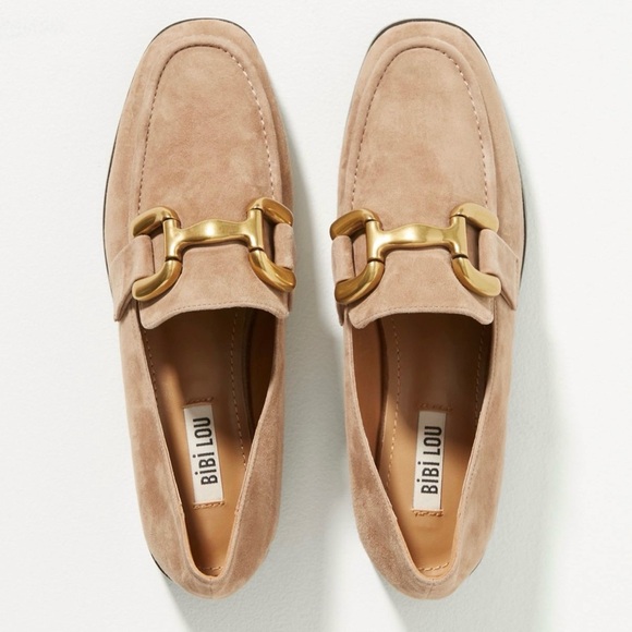 Bibi Lou Anthropologie Zagreb Suede Loafers Camel Tan Size 39/8.5 - Picture 2 of 11